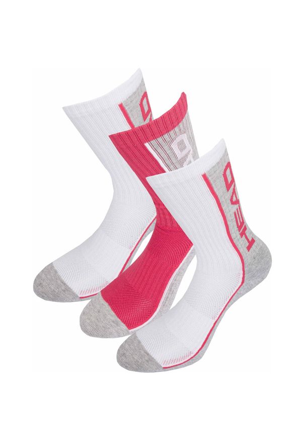 Head - Damskie skarpetki Crew do użytku sportowego 3-pak 35-38 Oddychająca bawełna. Kolor: różowy, szary, wielokolorowy, czarny. Materiał: bawełna. Sport: bieganie
