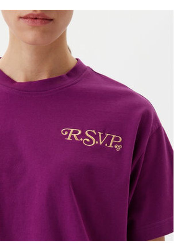 Fila T-Shirt Leffinge FAW1029 Fioletowy Loose Fit. Kolor: fioletowy. Materiał: bawełna