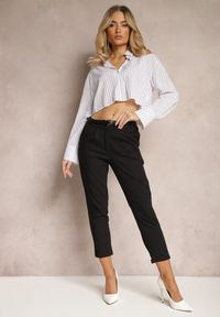 Renee - Czarne Spodnie z Regularnym Stanem z Gumką i Wsuwanymi Kieszeniami Silwena. Okazja: na co dzień. Kolor: czarny. Styl: casual