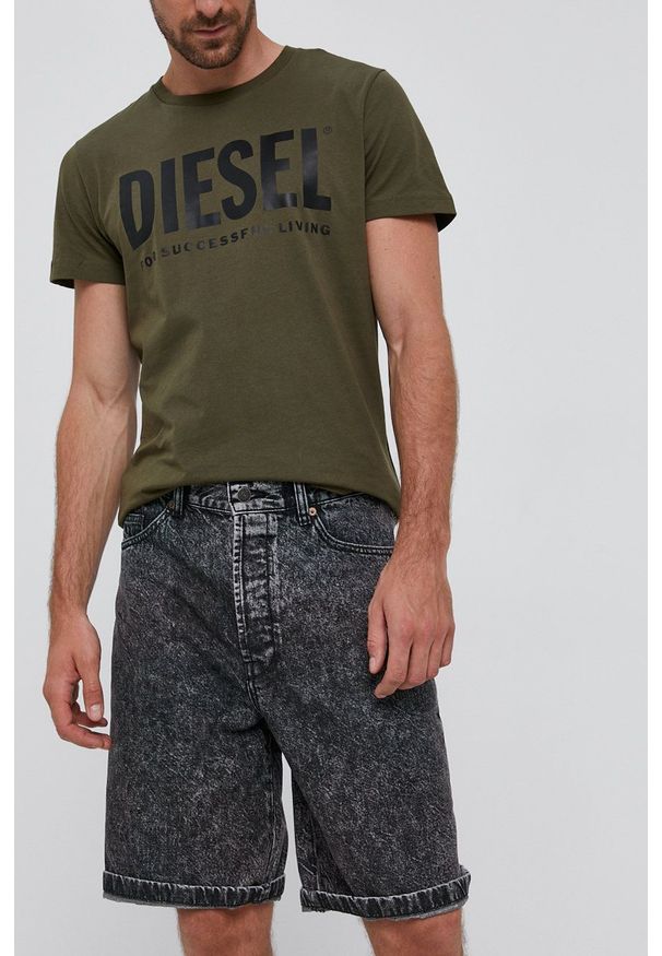 Diesel Szorty jeansowe męskie kolor szary. Okazja: na co dzień. Kolor: szary. Materiał: jeans. Styl: casual