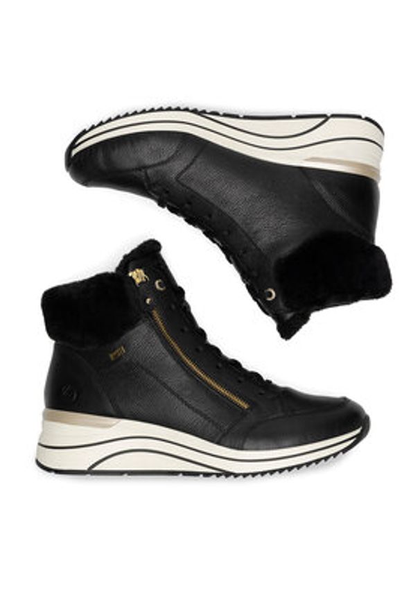 Remonte Trzewiki D0T77-02 Czarny. Kolor: czarny. Materiał: skóra