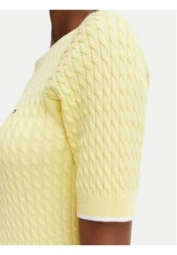 TOMMY HILFIGER - Tommy Hilfiger Sweter Fine Gg Cable Boat WW0WW50103 Żółty jasny Regular Fit. Kolor: żółty. Materiał: bawełna #3