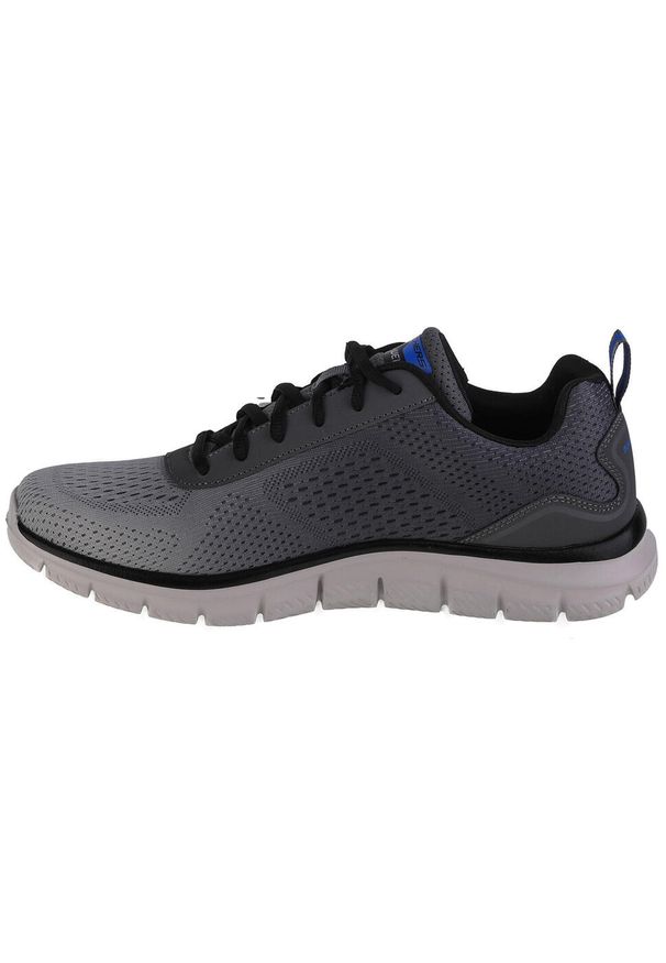skechers - Buty treningowe męskie Skechers Track Ripkent. Zapięcie: sznurówki. Kolor: wielokolorowy, szary. Materiał: guma, materiał, tkanina, syntetyk. Szerokość cholewki: normalna