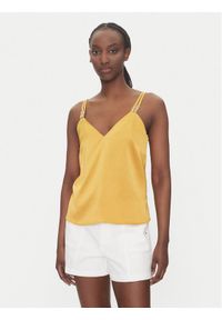 Morgan Top 242-OLAFI Żółty Slim Fit. Kolor: żółty. Materiał: syntetyk