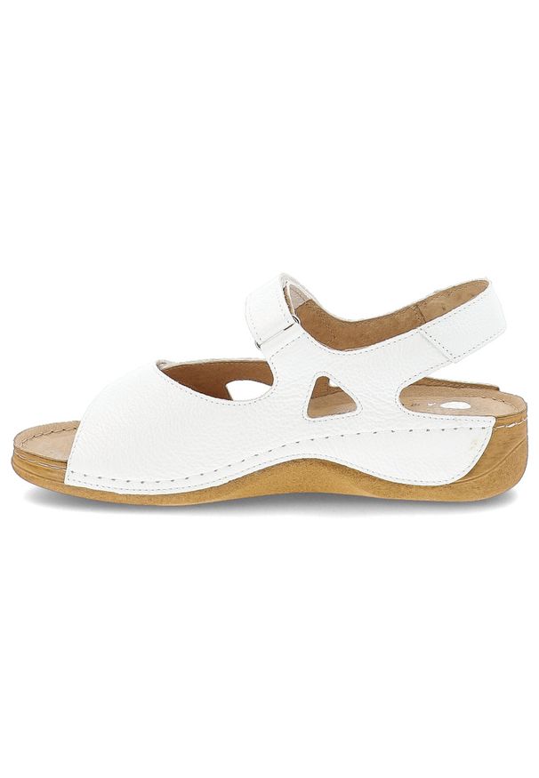 Białe Sandały Armodo Skórzane Obuwie Damskie. Okazja: na co dzień. Zapięcie: rzepy. Kolor: biały. Materiał: skóra. Sezon: lato. Styl: casual, klasyczny