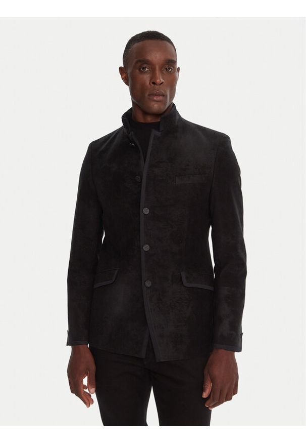 Karl Lagerfeld - KARL LAGERFELD Marynarka Glory 155220 554023 Czarny Regular Fit. Typ kołnierza: dekolt w karo. Kolor: czarny. Materiał: bawełna