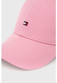 TOMMY HILFIGER - Tommy Hilfiger czapka bawełniana dziecięca kolor różowy gładka. Kolor: różowy. Materiał: bawełna. Wzór: gładki #2