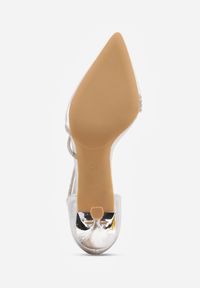 Renee - Srebrne Szpilki VICES z Ozdobnymi Paseczkami z Cyrkoniami w Eleganckim Stylu Jaenlith. Kolor: srebrny. Materiał: satyna. Obcas: na szpilce. Styl: elegancki #5