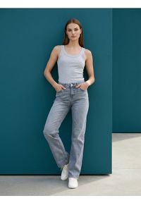 Sinsay - Jeansy flare low waist - szary. Kolor: szary