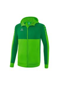 ERIMA - Kurtka z kapturem dla dzieci do treningu Erima Six Wings. Typ kołnierza: kaptur. Kolor: zielony. Materiał: materiał. Sport: fitness #1