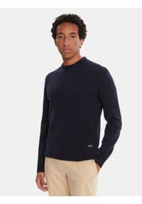 Barbour Sweter Patch Crew MKN0584NY91 Granatowy Regular Fit. Kolor: niebieski. Materiał: wełna
