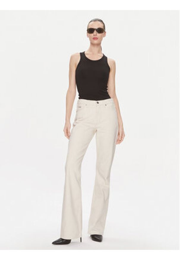 Calvin Klein Jeansy Mid Rise Relax Bootcut Ecru K20K206308 Biały Slim Fit. Kolor: biały