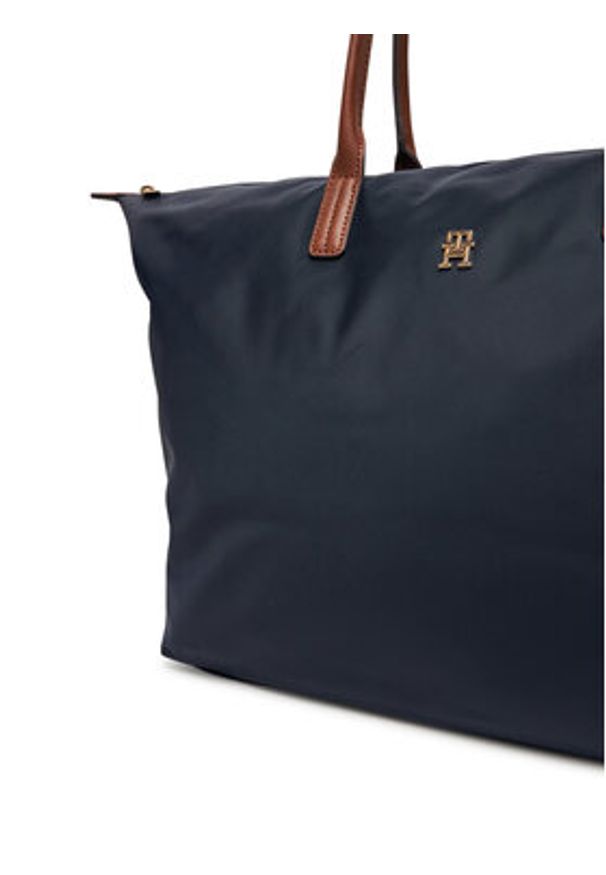 TOMMY HILFIGER - Tommy Hilfiger Torebka Popette Maxi Tote AW0AW17996 Granatowy. Kolor: niebieski. Materiał: skórzane
