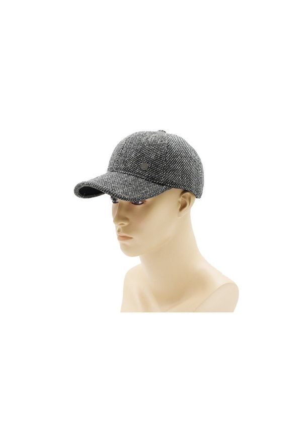 Czapka z Nausznikami, Czarno-Biała w Drobny Wzór z Daszkiem, Jesienno-Zimowy -Pako Jeans. Kolor: biały, czarny, wielokolorowy. Materiał: poliester, bawełna. Sezon: zima, jesień
