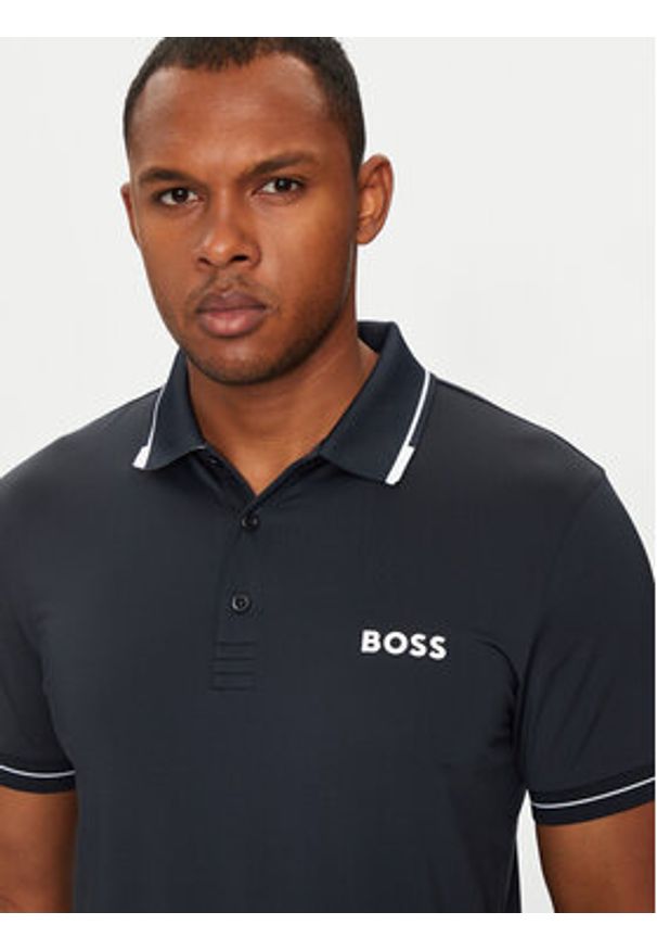 BOSS - Boss Polo Paul Pro 50506203 Granatowy Slim Fit. Typ kołnierza: polo. Kolor: niebieski. Materiał: syntetyk
