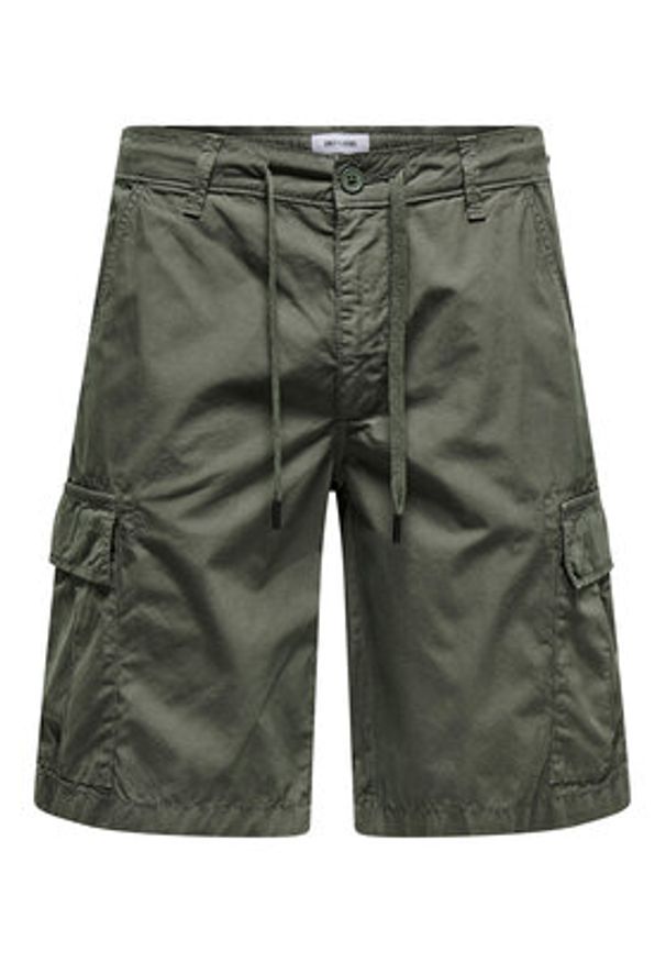 Only & Sons Szorty materiałowe Loc Cargo 22029214 Zielony Regular Fit. Kolor: zielony. Materiał: bawełna