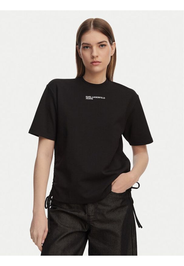 Karl Lagerfeld Jeans T-Shirt B2W17074 Czarny Regular Fit. Kolor: czarny. Materiał: bawełna