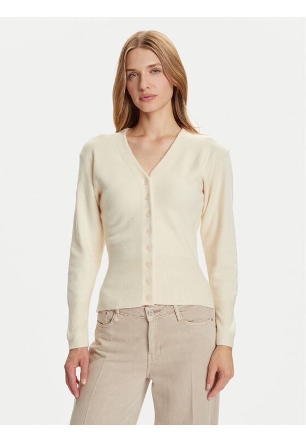 Vero Moda Kardigan Saba 10334777 Beżowy Regular Fit. Kolor: beżowy. Materiał: syntetyk