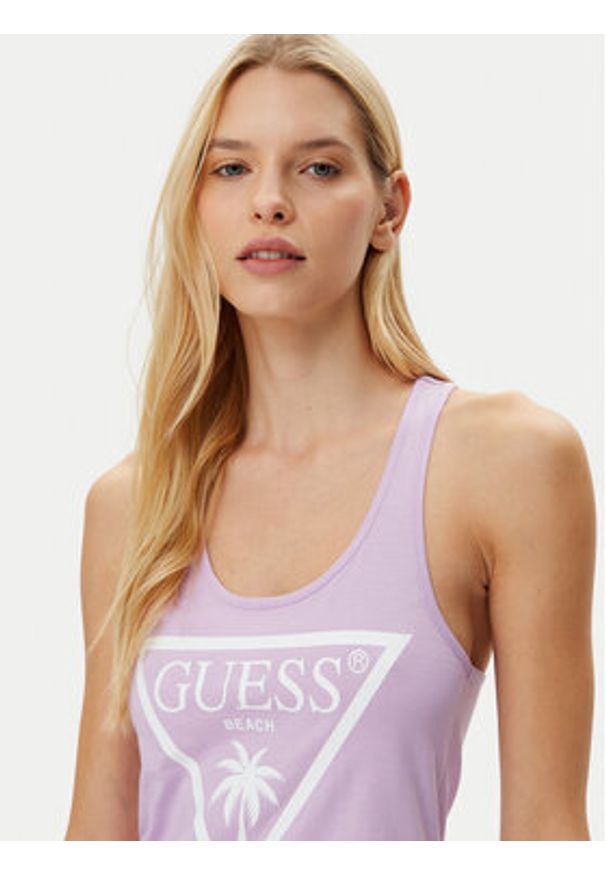 Guess Sukienka codzienna E3GP03 JA914 Fioletowy Regular Fit. Okazja: na co dzień. Kolor: fioletowy. Materiał: bawełna. Typ sukienki: proste. Styl: casual