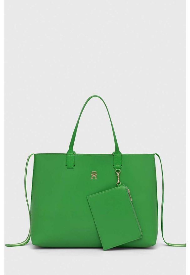 TOMMY HILFIGER - Tommy Hilfiger torebka kolor zielony. Kolor: zielony