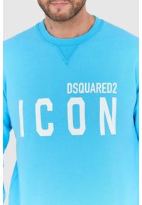 DSQUARED2 Niebieska bluza męska z dużym białym logo icon, Rozmiar S. Kolor: niebieski #4