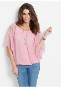 bonprix - Bluzka szyfonowa z topem. Kolor: różowy. Materiał: szyfon #1