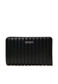 Calvin Klein Duży Portfel Damski Mini Line Quilt Medium Bifold K60K613063 Czarny. Kolor: czarny. Materiał: skóra