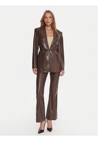 Marciano Guess Spodnie z imitacji skóry 5BGB09 7389A Brązowy Slim Fit. Kolor: brązowy. Materiał: syntetyk #5