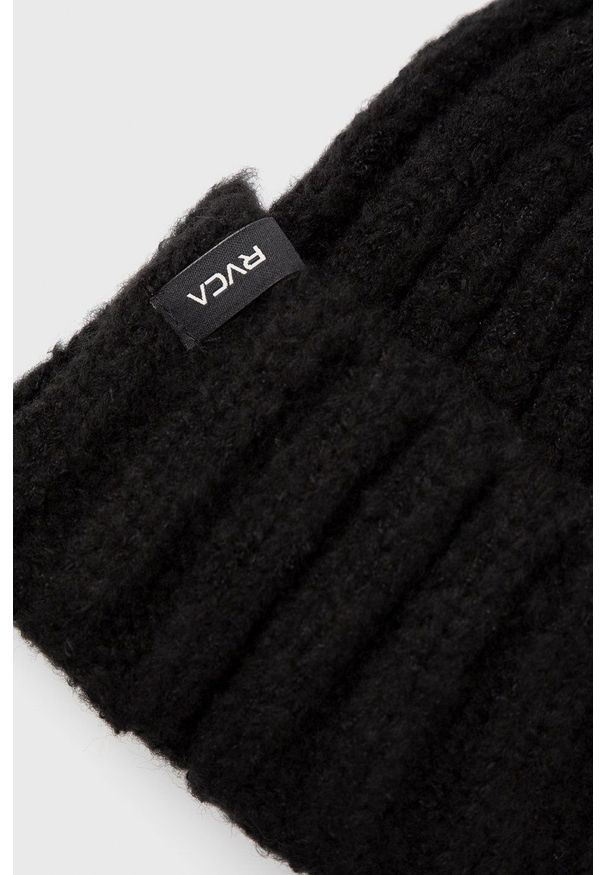 RVCA Czapka kolor czarny z grubej dzianiny. Kolor: czarny. Materiał: dzianina