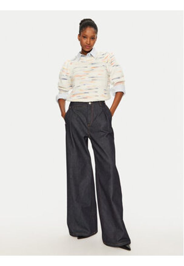 Munthe Sweter 244162124474 Beżowy Regular Fit. Kolor: beżowy. Materiał: wełna