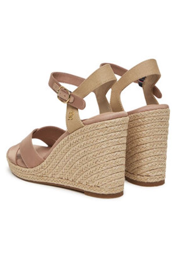 TOMMY HILFIGER - Tommy Hilfiger Espadryle Satin High Wedge Espadrille FW0FW08602 Różowy. Kolor: różowy. Materiał: materiał