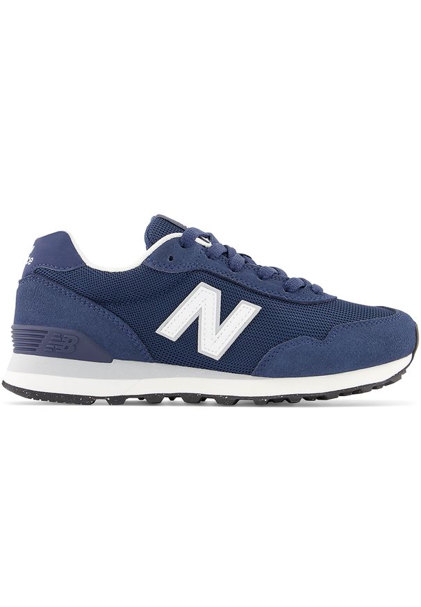 Buty damskie New Balance WL515NVY – granatowe. Okazja: na co dzień. Kolor: niebieski. Materiał: guma, skóra, zamsz, dresówka, tworzywo sztuczne, materiał, syntetyk. Szerokość cholewki: normalna