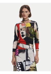 Desigual Sweter Collagelacro 25SWJF27 Kolorowy Regular Fit. Materiał: wiskoza. Wzór: kolorowy