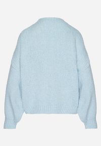 Born2be - Niebieski Sweter z Wełną Zdobiony Warkoczowym Splotem Lakkaria. Okazja: na co dzień. Kolor: niebieski. Materiał: wełna. Długość rękawa: długi rękaw. Długość: długie. Wzór: aplikacja, ze splotem. Styl: elegancki, casual #5