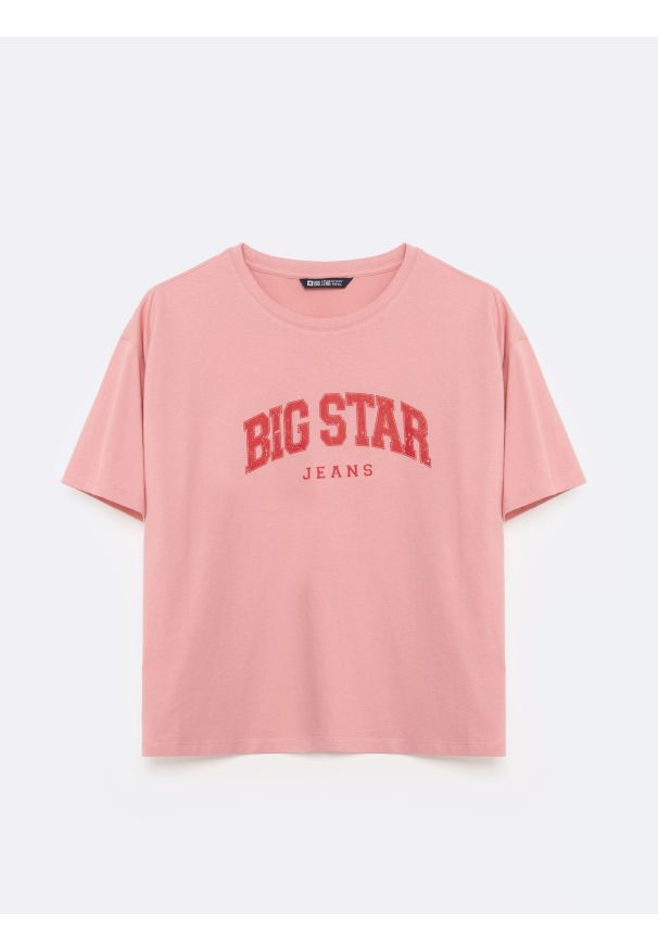 Big-Star - Koszulka dziewczęca z logo BIG STAR różowa Noera 601. Okazja: na co dzień. Kolor: różowy. Materiał: dzianina, jeans. Wzór: nadruk. Styl: sportowy, casual