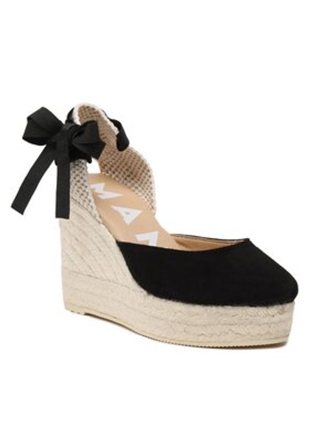 Manebi Espadryle Wedge Espadrilles K 1.0 WV Czarny. Kolor: czarny. Materiał: zamsz, skóra