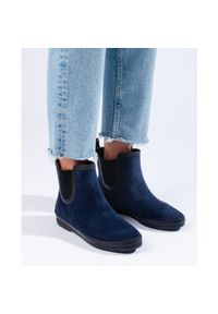 W.Potocki - W. Potocki Zamszowe kalosze ocieplane granatowe Potocki niebieskie. Kolor: niebieski. Materiał: zamsz #5