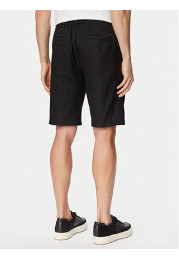 BOSS Szorty materiałowe 50559178 Czarny Regular Fit. Kolor: czarny. Materiał: len