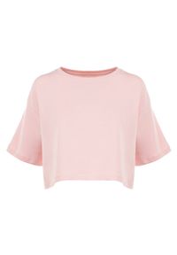 Born2be - Jasnoróżowy T-shirt Rheniala. Okazja: na co dzień. Kolor: różowy. Materiał: bawełna, materiał. Długość rękawa: krótki rękaw. Długość: krótkie. Wzór: gładki. Sezon: lato. Styl: casual #6