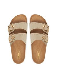 ONLY Shoes Klapki Onlmaxi-15 Pu Studs Buckle 15341190 Écru. Materiał: skóra