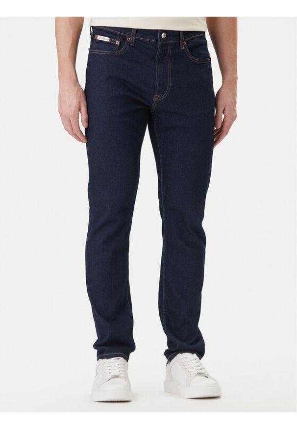 Calvin Klein Jeans Jeansy LV04RF757G Granatowy Slim Fit. Kolor: niebieski
