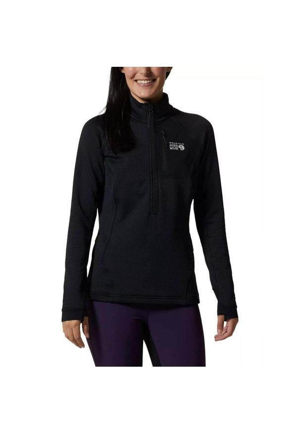 MOUNTAIN HARDWEAR - Damski sweter polarowy Mountain Hardwear Polartec Power Grid Half Zip. Kolor: czarny. Materiał: polar. Sezon: zima. Sport: narciarstwo