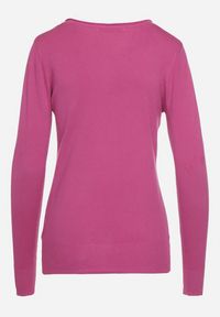 Born2be - Fioletowy Sweter Klasyczny z Trójkątnym Dekoltem z Domieszką Kaszmiru Taielle. Okazja: do pracy, na co dzień. Kolor: fioletowy. Materiał: kaszmir. Styl: klasyczny #5