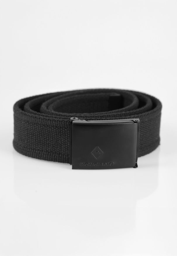 Volcano - Dzianinowy pasek męski czarny A-MAN. Kolor: czarny. Materiał: dzianina. Wzór: napisy. Styl: sportowy, elegancki