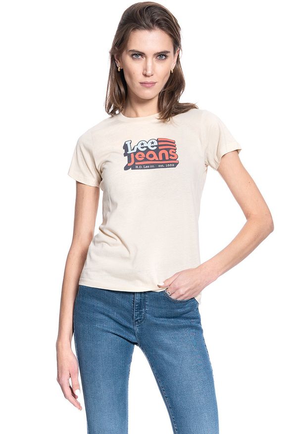 Lee - DAMSKI T-SHIRT LEE CREW NECK TEE BLEACHED SAND L41LYGOC 112109072