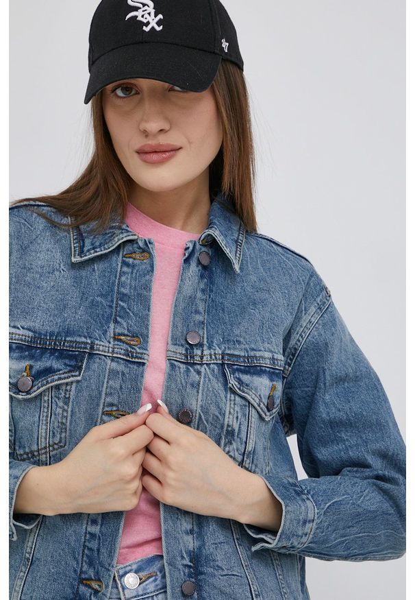 Superdry kurtka jeansowa damska kolor granatowy przejściowa. Okazja: na co dzień. Kolor: niebieski. Materiał: jeans. Styl: casual