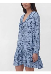 Reserved - Wzorzysta sukienka mini - niebieski. Kolor: niebieski. Materiał: wiskoza. Długość: mini #1