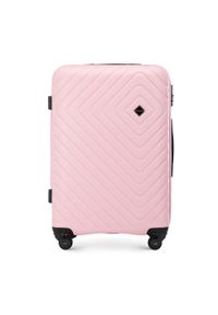 Wittchen - Średnia walizka z ABS-u z geometrycznym tłoczeniem jasny różowa. Kolor: różowy. Materiał: poliester. Wzór: geometria