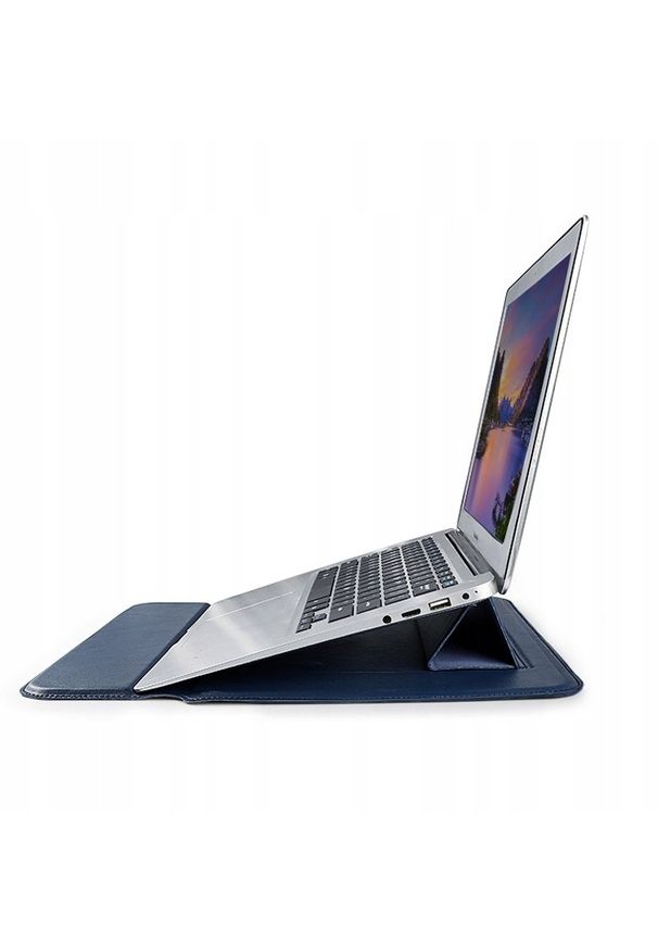 Devia etui pokrowiec torba do laptopa / MacBooka Ultra-Thin z funkcją podstawki 13,3'' wodoodporna sztuczna skóra niebieski. Kolor: niebieski. Materiał: skóra