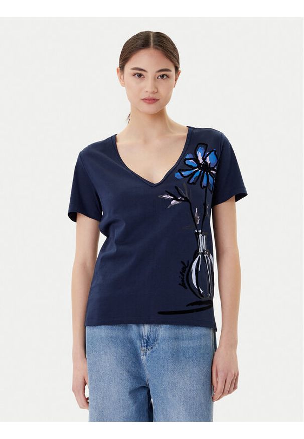 Desigual T-Shirt Dumas 25WWTK28 Granatowy Regular Fit. Kolor: niebieski. Materiał: bawełna